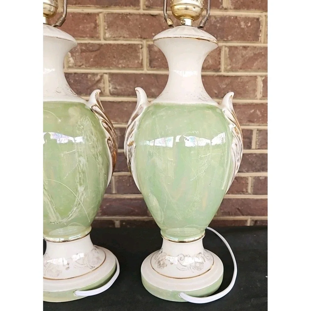 Set Of Vintage Martha and George Washington Table‎ Lamp Bases, Gilded Colonial